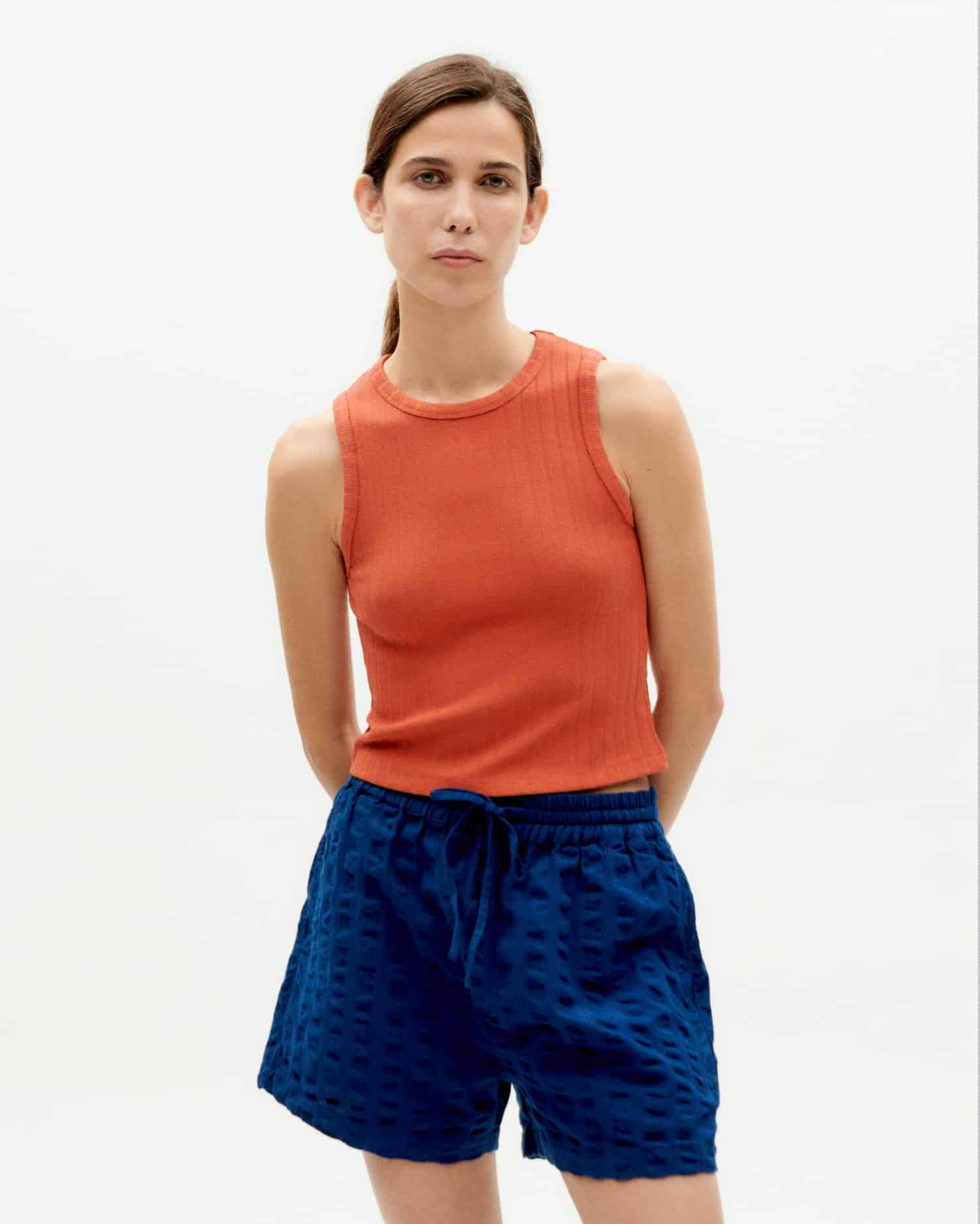 NAVY BIG SEERSUCKER GERANIO SHORTS THINKING MU