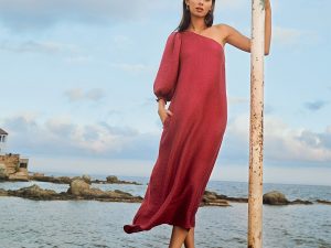 VESTIDO MANGA ABULLONADA FUCHSIA