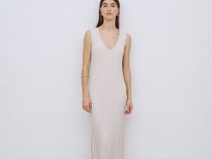 VESTIDO LARGO TIRANTES EVASÉ BEIGE