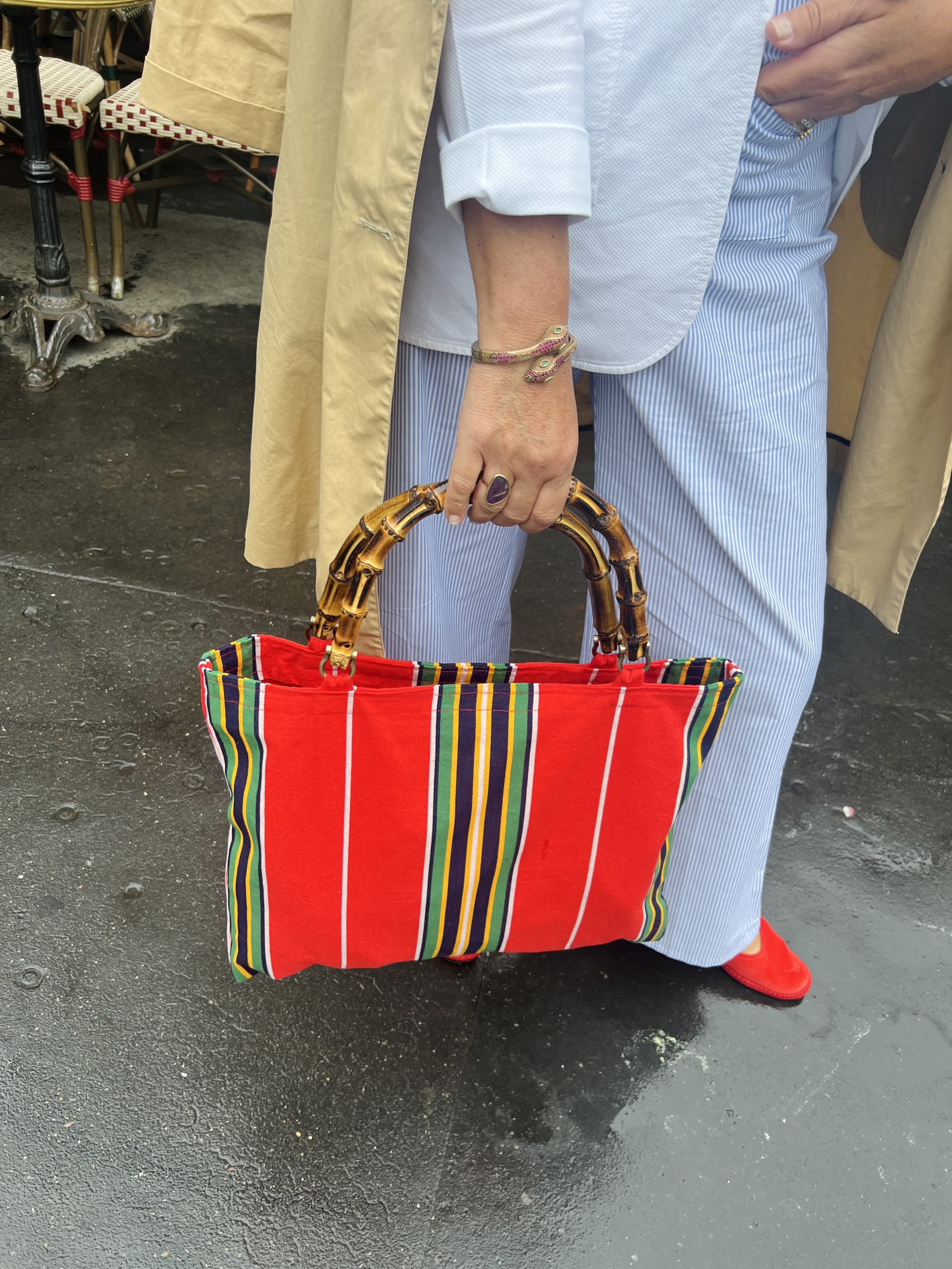 BOLSA CAPRI LONA RAYA ROJA