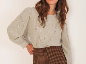 BLUSA BORDADO ROMÁNTICO PIEDRA