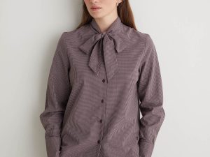 BLUSA DE CUADROS 100% ALGODÓN BERENJENA