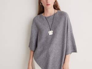 CAPA MEZCLA LANA DE PUNTO ASIMÉTRICA GRIS