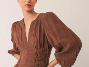 VESTIDO ALGODÓN CREPADO TABACO