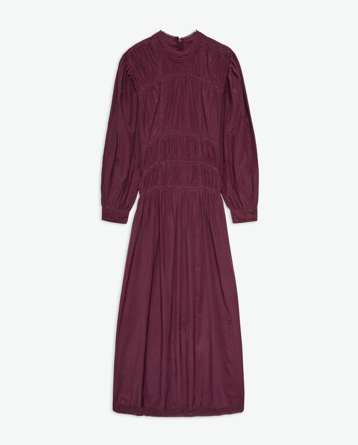 VESTIDO MIDI MEZCLA ALGODÓN CUELLO SUBIDO BERENJENA.jpg7