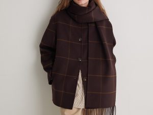 ABRIGO CON BUFANDA HANDMADE MEZCLA LANA MARRÓN