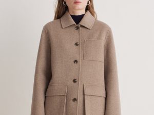 ABRIGO CORTO HANDMADE MEZCLA LANA MARRÓN