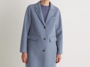 ABRIGO MIDI HANDMADE MEZCLA LANA AZUL