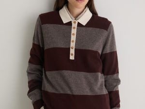 JERSEY MEZCLA LANA CUELLO POLO RAYAS MARRÓN