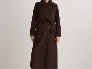 ABRIGO LARGO HANDMADE MEZCLA LANA CHOCOLATE