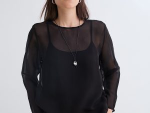 BLUSA SEMITRANSPARENTE ORGANZA NEGRO