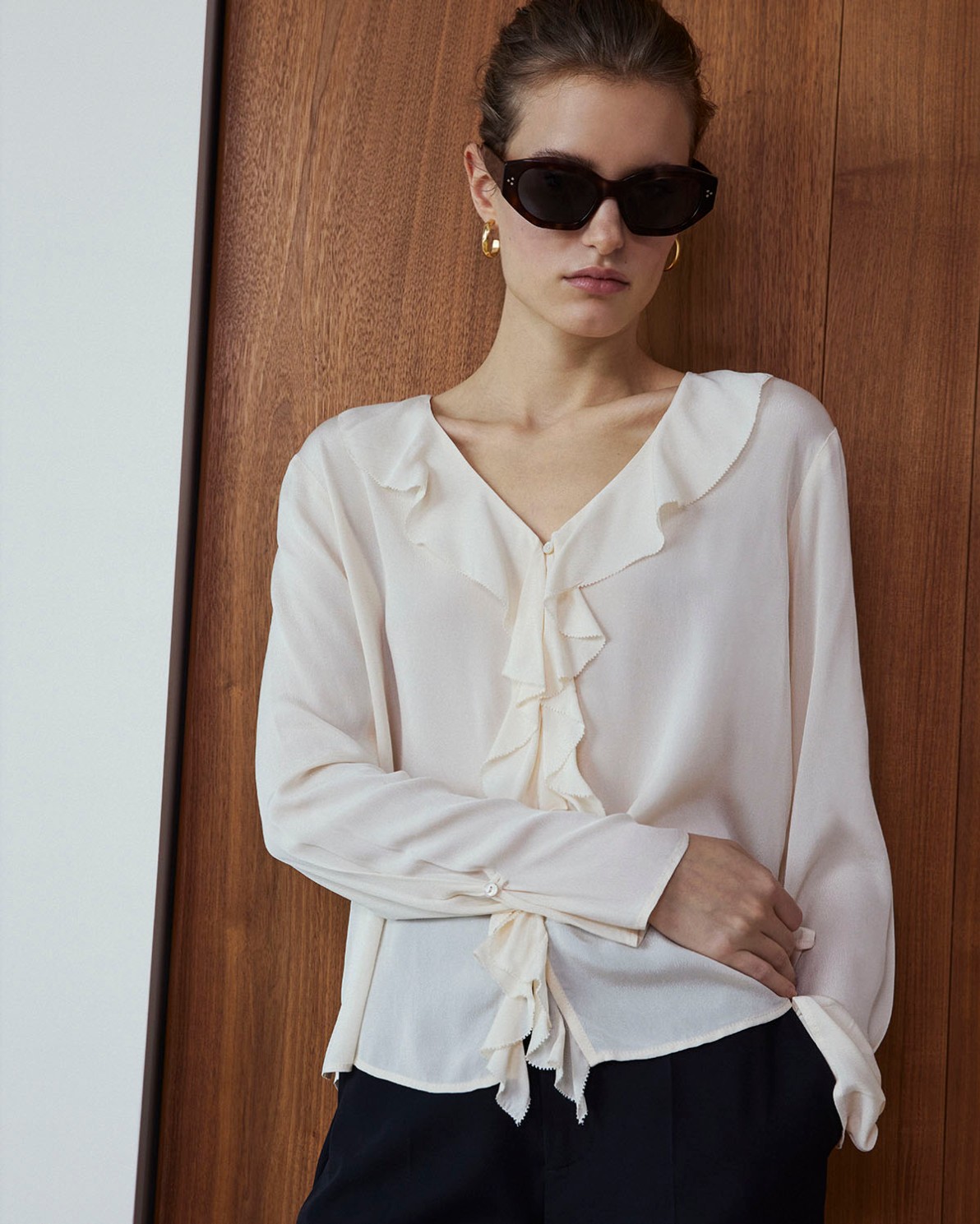 BLUSA VOLANTES FLUIDA ECRU