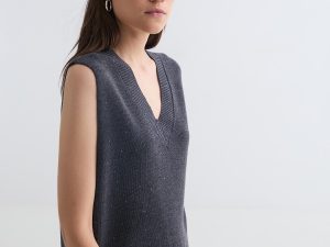 CHALECO MINI LENTEJUELAS ANTRACITA