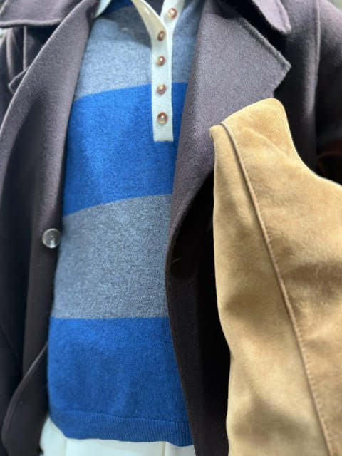 JERSEY PUNTO CUELLO POLO RAYAS GRIS Y AZUL