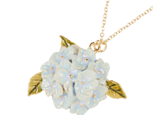 COLLAR DORADO CON CHARM DE HORTENSIA EN ESMALTE