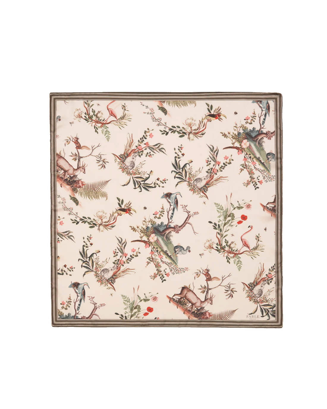 TOILE DE JOUY OLIVE GREEN SQUARE SCARF