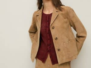 CHAQUETA DE ANTE CUELLO SOLAPA