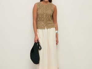 FALDA LARGA POPELÍN DE ALGODÓN CRUDO