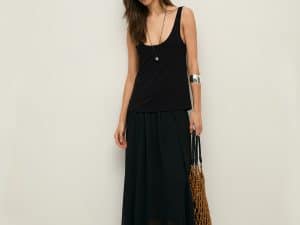 VESTIDO TIRANTES TEJIDO COMBINADO