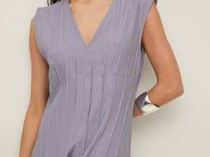 VESTIDO LARGO PLISADO MALVA