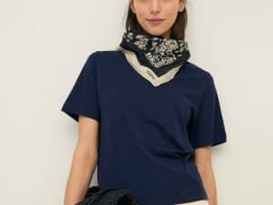 PAÑUELO DE SEDA ESTAMPADO FLORAL NEGRO