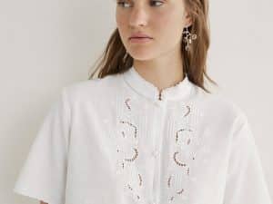 BLUSA ALGODÓN Y LINO BORDADOS BLANCO