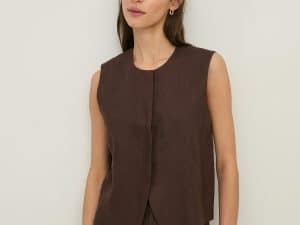 CHALECO DE LINO CHOCOLATE