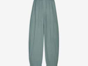 PANTALÓN FLUIDO WIDE LEG EFECTO ARRUGADO TURQUESA