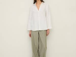 PANTALÓN WIDE LEG POPELIN RAYAS VERDES