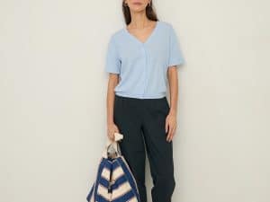 PANTALÓN RECTO POPELIN AZUL OSCURO