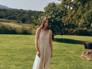 VESTIDO SIN MANGAS ASIMÉTRICO CUADROS VERDES