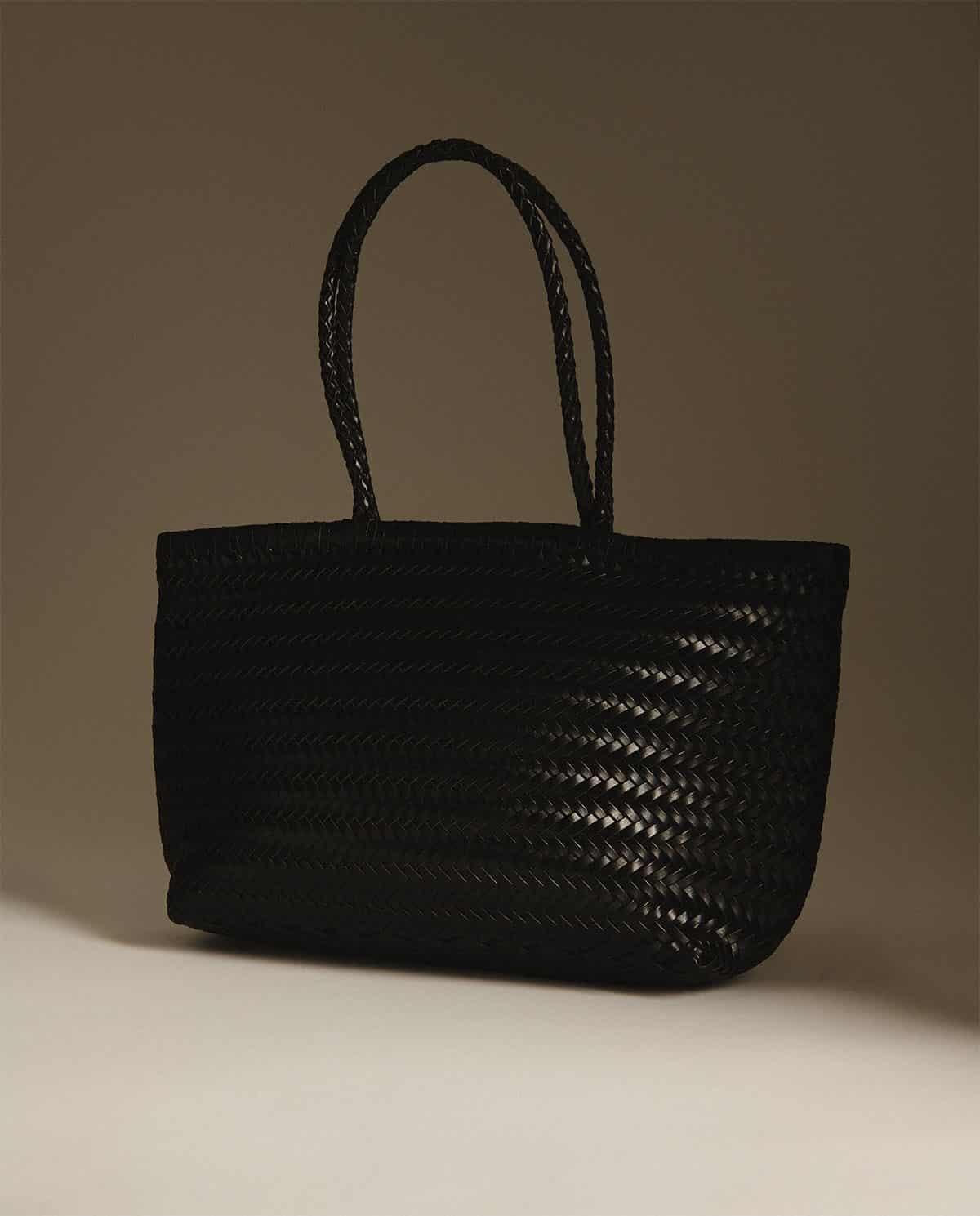 bolso de piel handmade trenzado negro