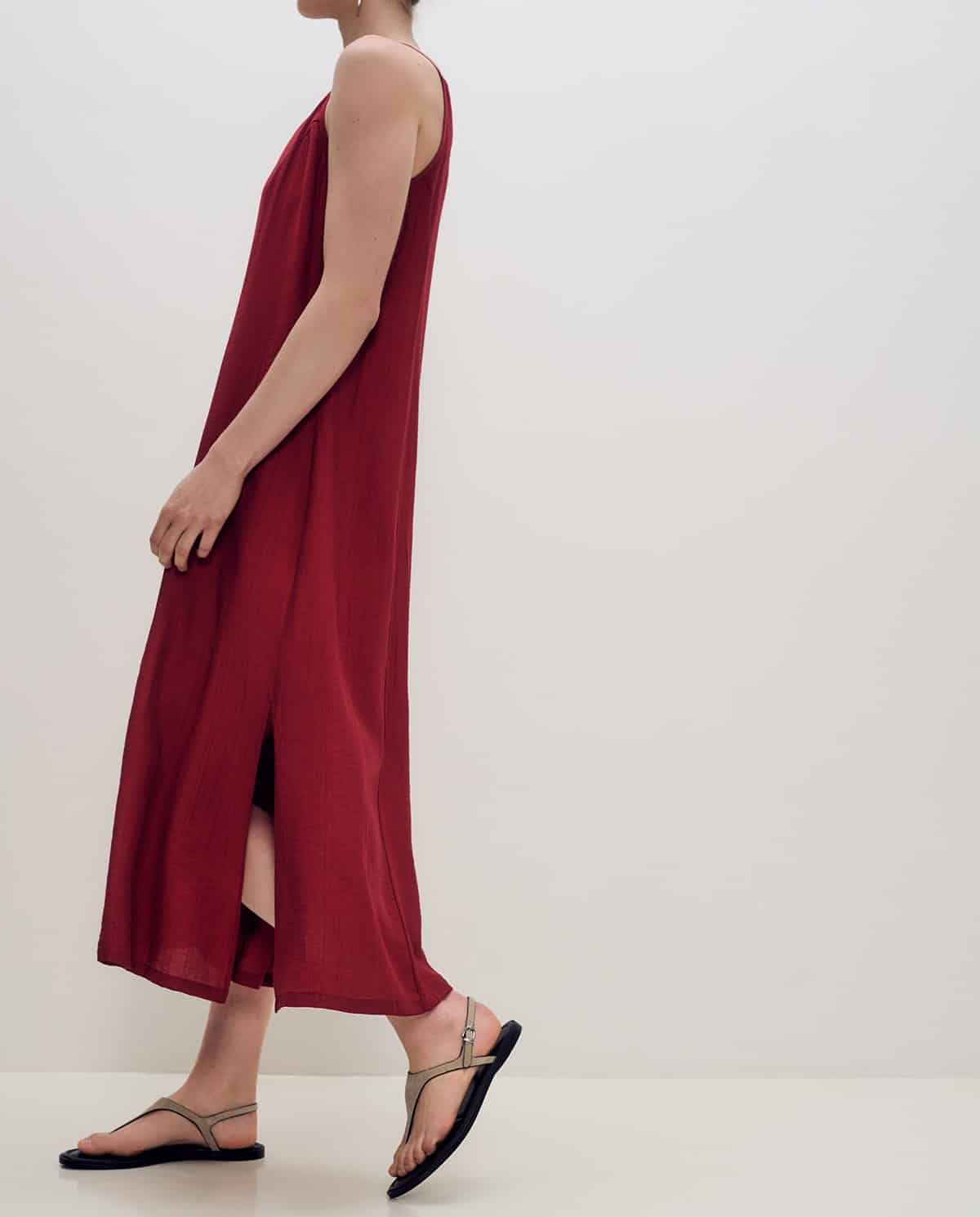 ROJO VESTIDO TIRANTES LARGO LISO