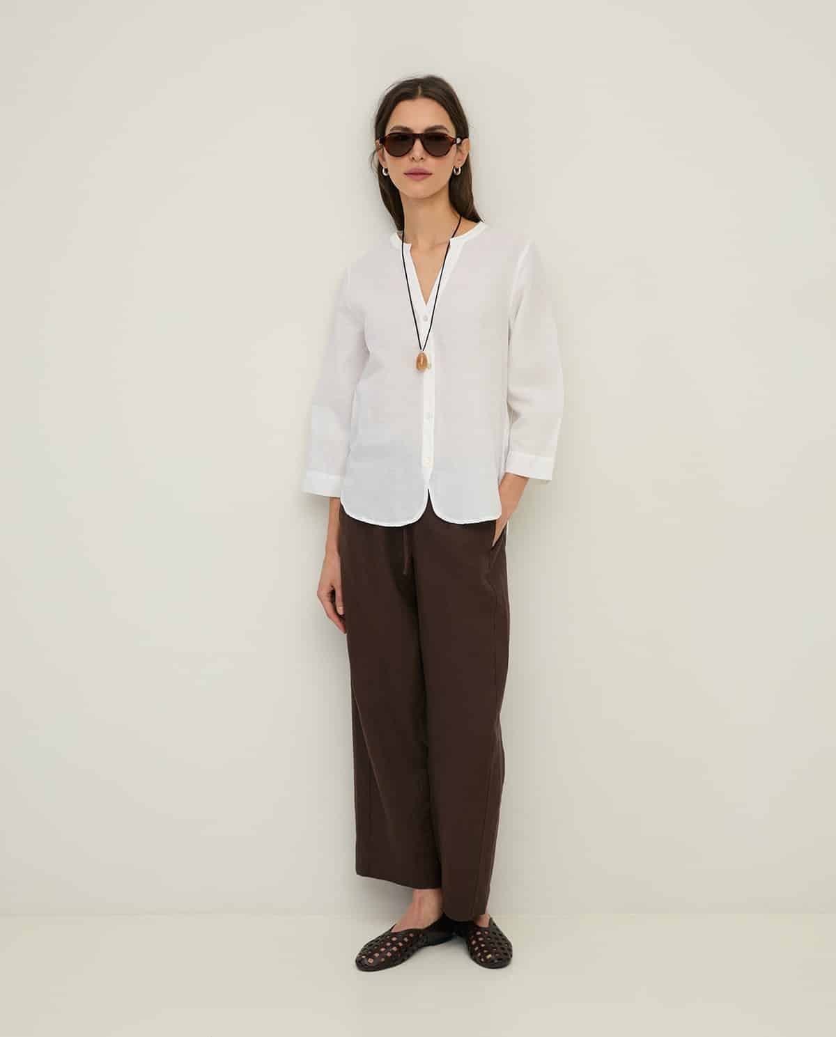 TRAJE PANTALON LINO CHOCOLATE