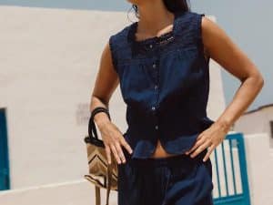 TOP MULTIPOSICIÓN CON CROCHET ÍNDIGO