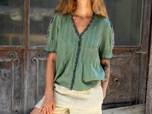 CAMISA BORDADOS PUNTO DE CRUZ ESMERALDA