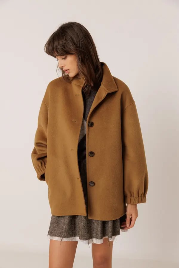 CHAQUETÓN EFECTO BOMBER CÁMEL