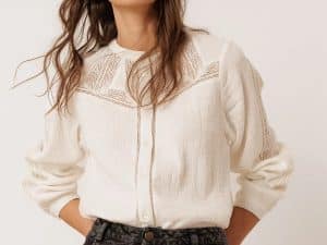 CAMISA COMBINADA CON PUNTILLAS CRUDO